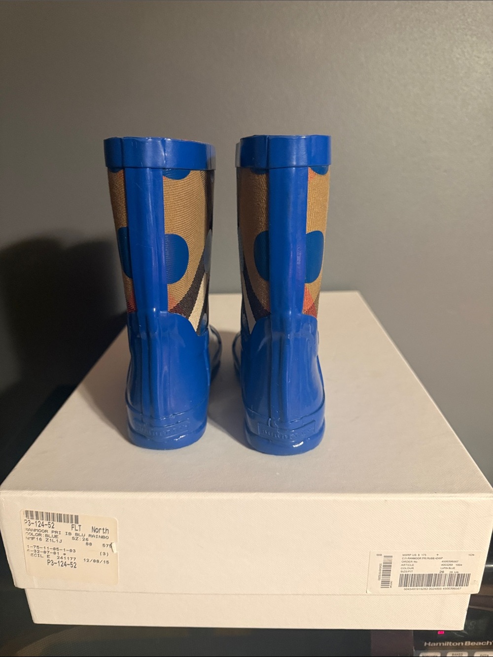 Burberry Blue Logo-Print Kids Rain & Snow Boots